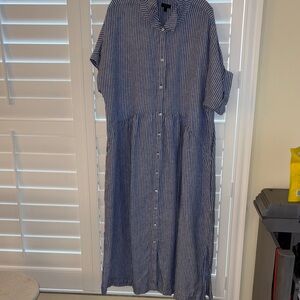 Talbots Blue and White Striped Maxi Dress